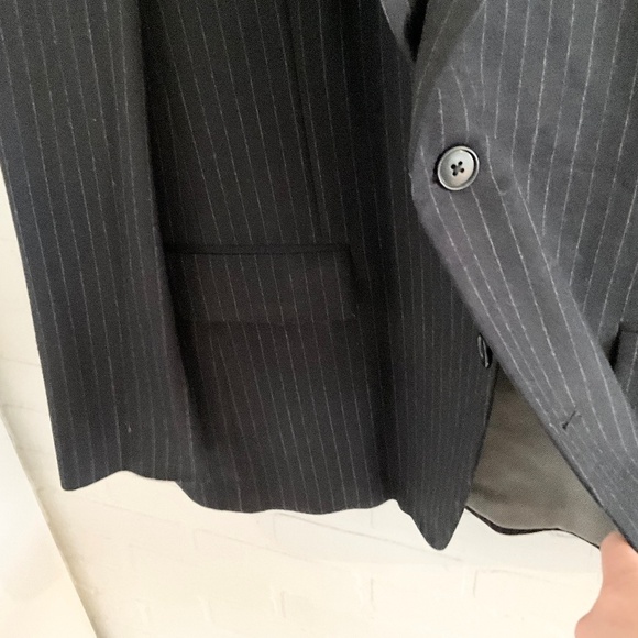 Paoletti x Marzotto Men’s/Unisex Blazer Pinstripe Elbow patches Navy/Gray Sz 44R - Picture 8 of 15